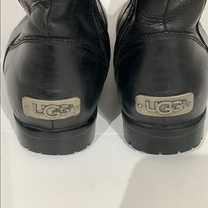 UGG Black Leather Wedge Boots